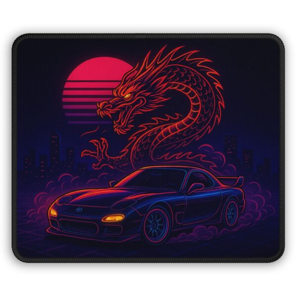 Vibrant Gaming Mouse Pad with Dragon and Car Design, PC Accessories, Gamer Gift, Desk Decor, Video Game Merchandise, Unique Gift Idea