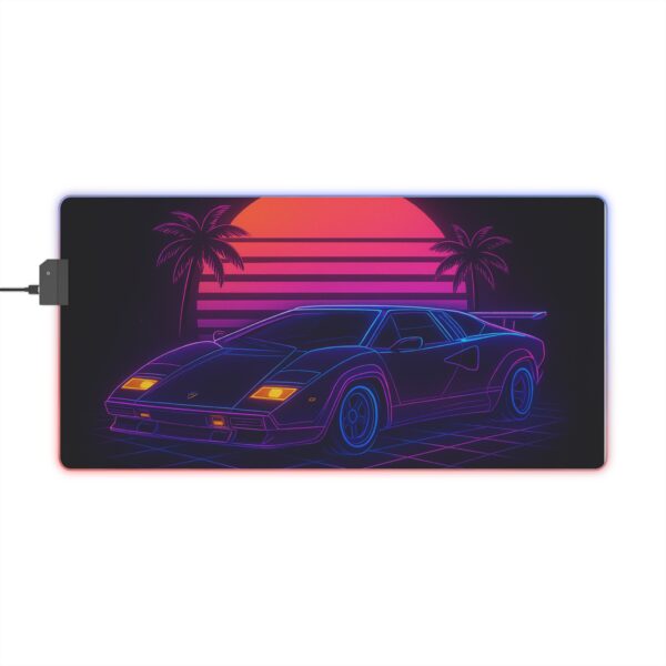 Retro Neon Car LED Gaming Mouse Pad, Gamer Desk Decor, PC Accessories, Game Room Gift, Home Office Essentials