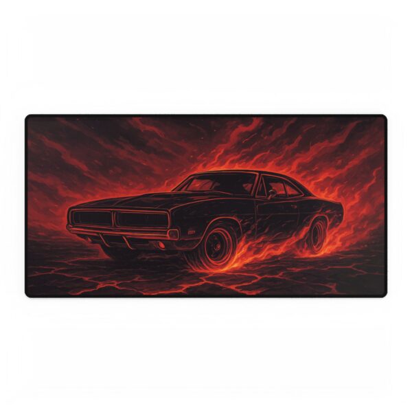 Fiery Charger Desk Mat - Perfect for Car Lovers, Gamers, or Office Decor, Customizable Mouse Pad, Unique Gift Idea